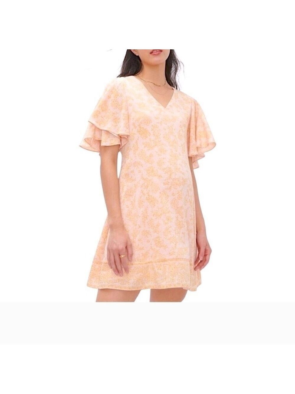 Hatch Light Peach Floral Mini Dress